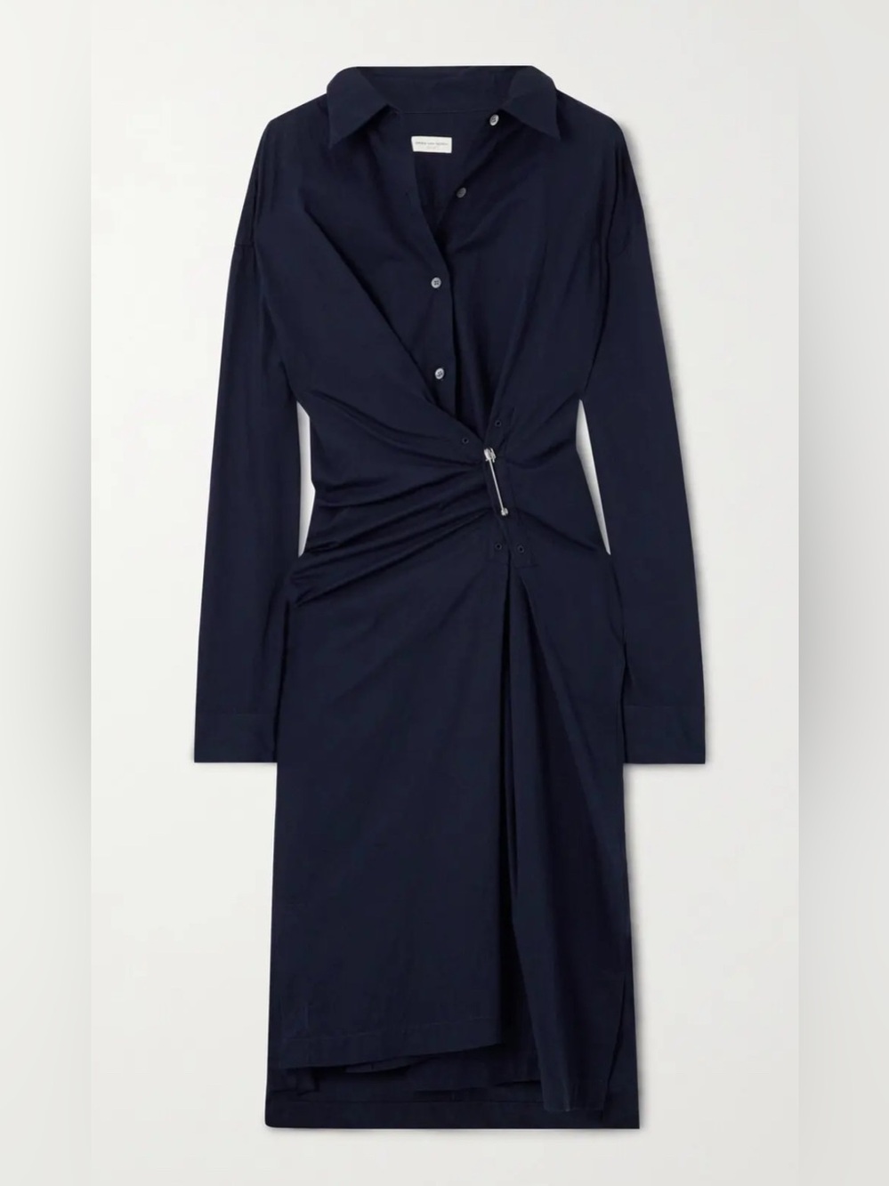 Dries Van Noten Cotton-Twill Pinned Midi Shirt Dress | NWOT | Size 38/M